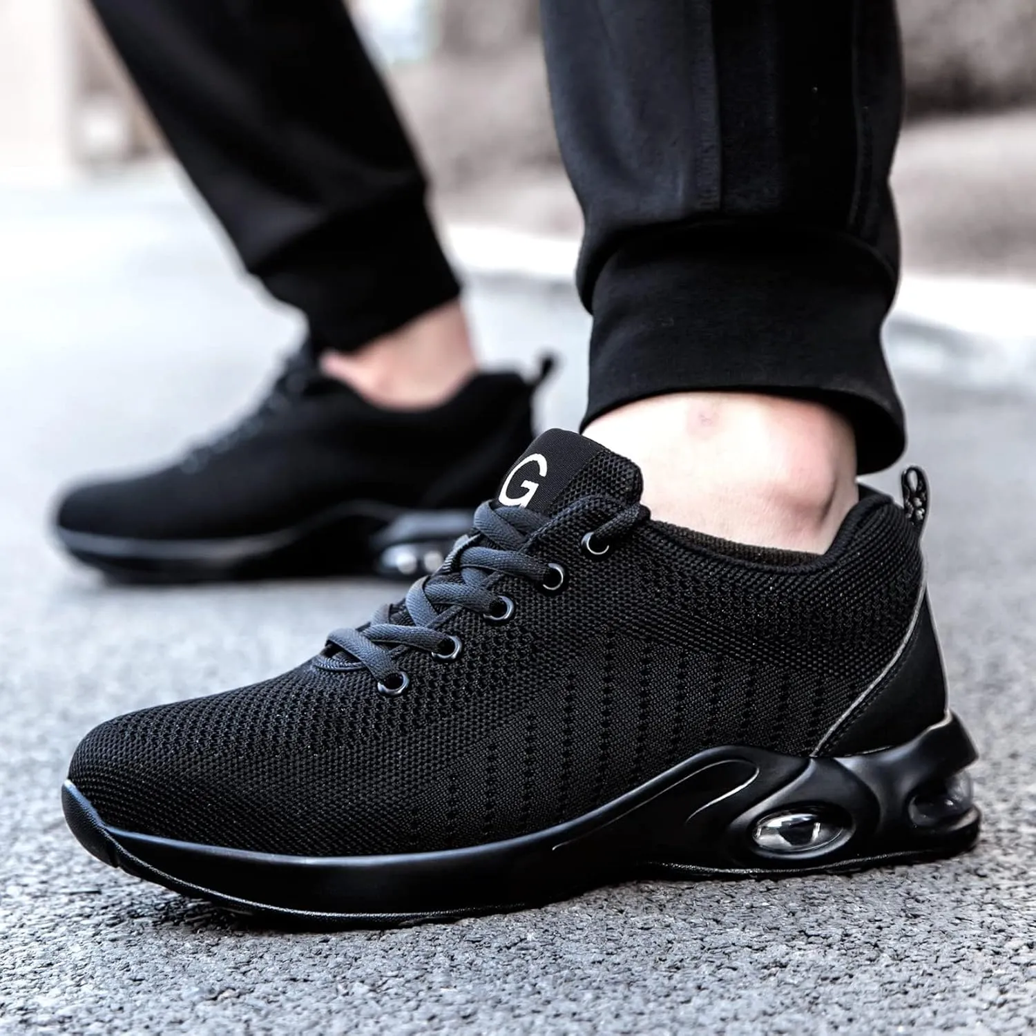 Tinefiy Steel Toe Shoes Men Women Lightweight Air Cushion Safety Sneakers Slip Resistant Work Sneakers Safety Toe Tennis Shoes Indestructible Shoe