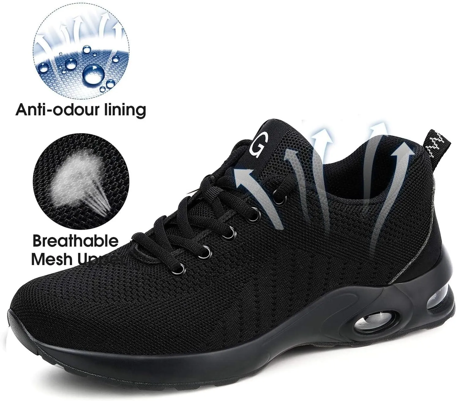 Tinefiy Steel Toe Shoes Men Women Lightweight Air Cushion Safety Sneakers Slip Resistant Work Sneakers Safety Toe Tennis Shoes Indestructible Shoe