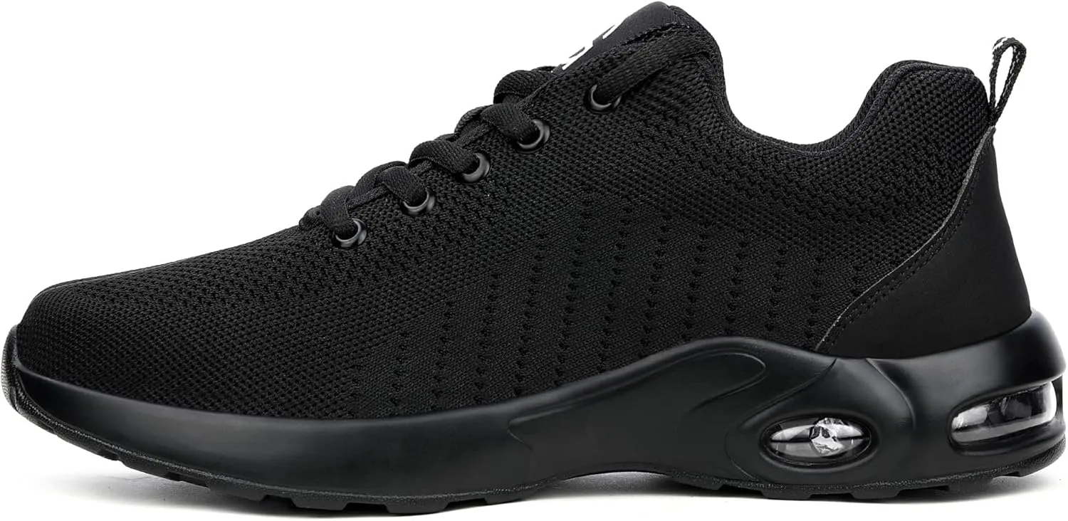 Tinefiy Steel Toe Shoes Men Women Lightweight Air Cushion Safety Sneakers Slip Resistant Work Sneakers Safety Toe Tennis Shoes Indestructible Shoe