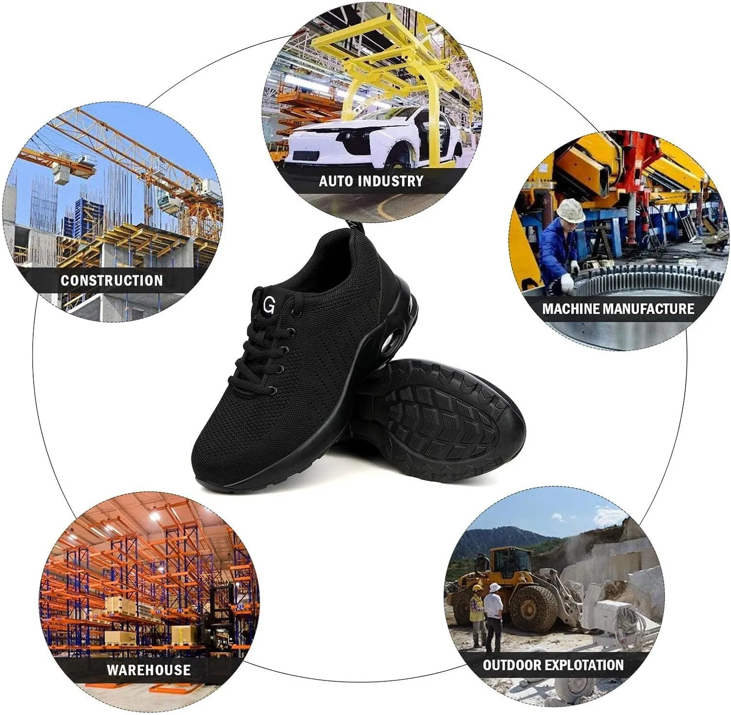 Tinefiy Steel Toe Shoes Men Women Lightweight Air Cushion Safety Sneakers Slip Resistant Work Sneakers Safety Toe Tennis Shoes Indestructible Shoe
