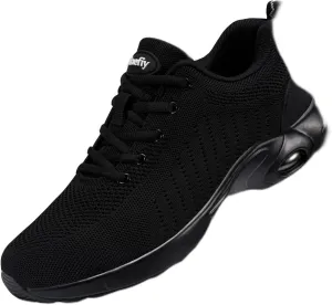 Tinefiy Steel Toe Shoes Men Women Lightweight Air Cushion Safety Sneakers Slip Resistant Work Sneakers Safety Toe Tennis Shoes Indestructible Shoe