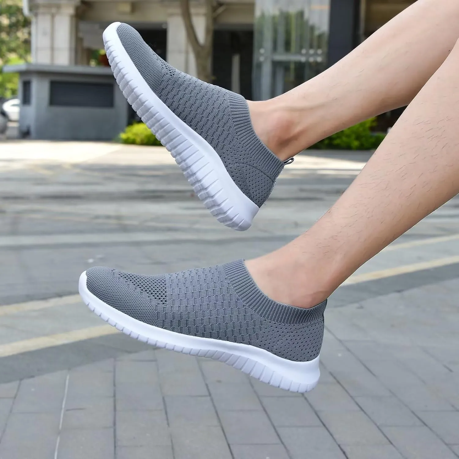 TIOSEBON Men's Slip On Walking Shoes Knit Mesh Tennis Sneaker