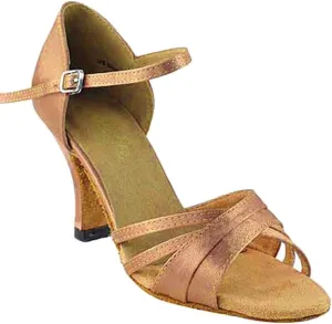 Very Fine Dance Shoes Women's Ballroom Dance Shoes Tango Wedding Salsa Dance Shoes Brown Satin 6030EB Comfortable 2.5" Heel 9 M US [Bundle of 5]
