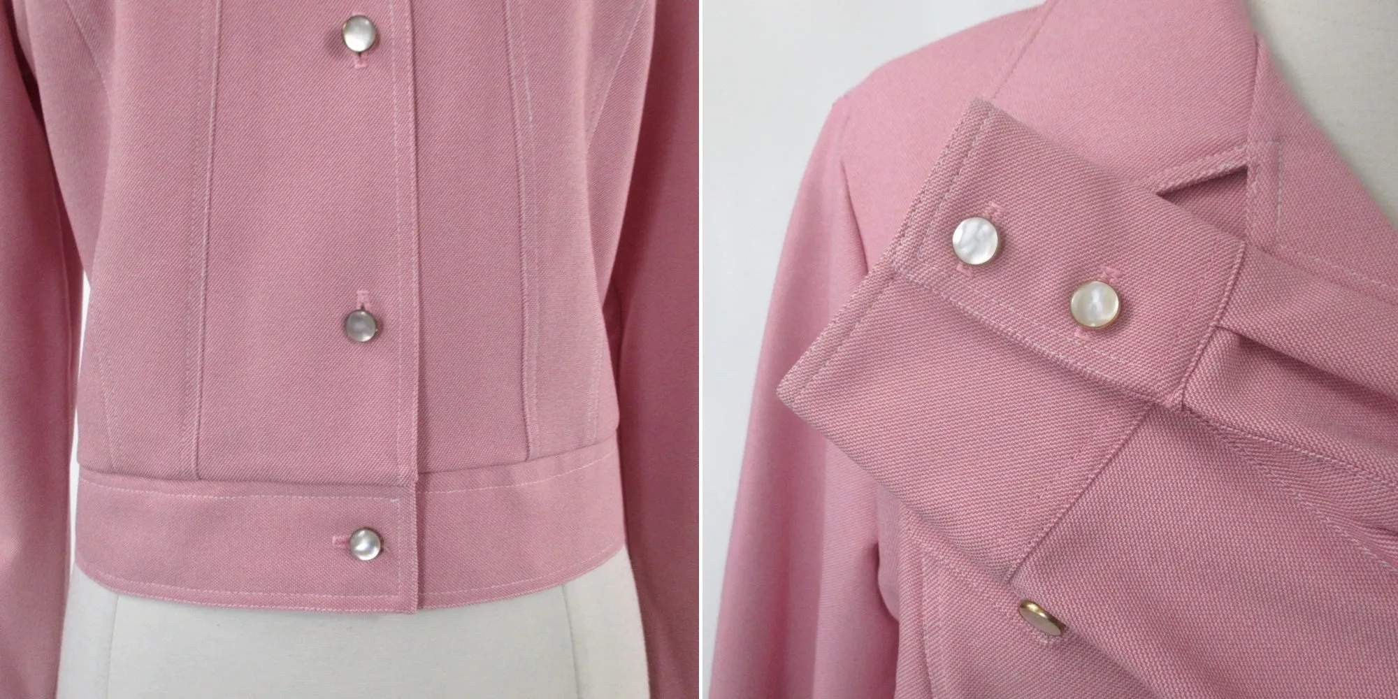 Vintage 70s Pink Cropped Trucker Jacket M