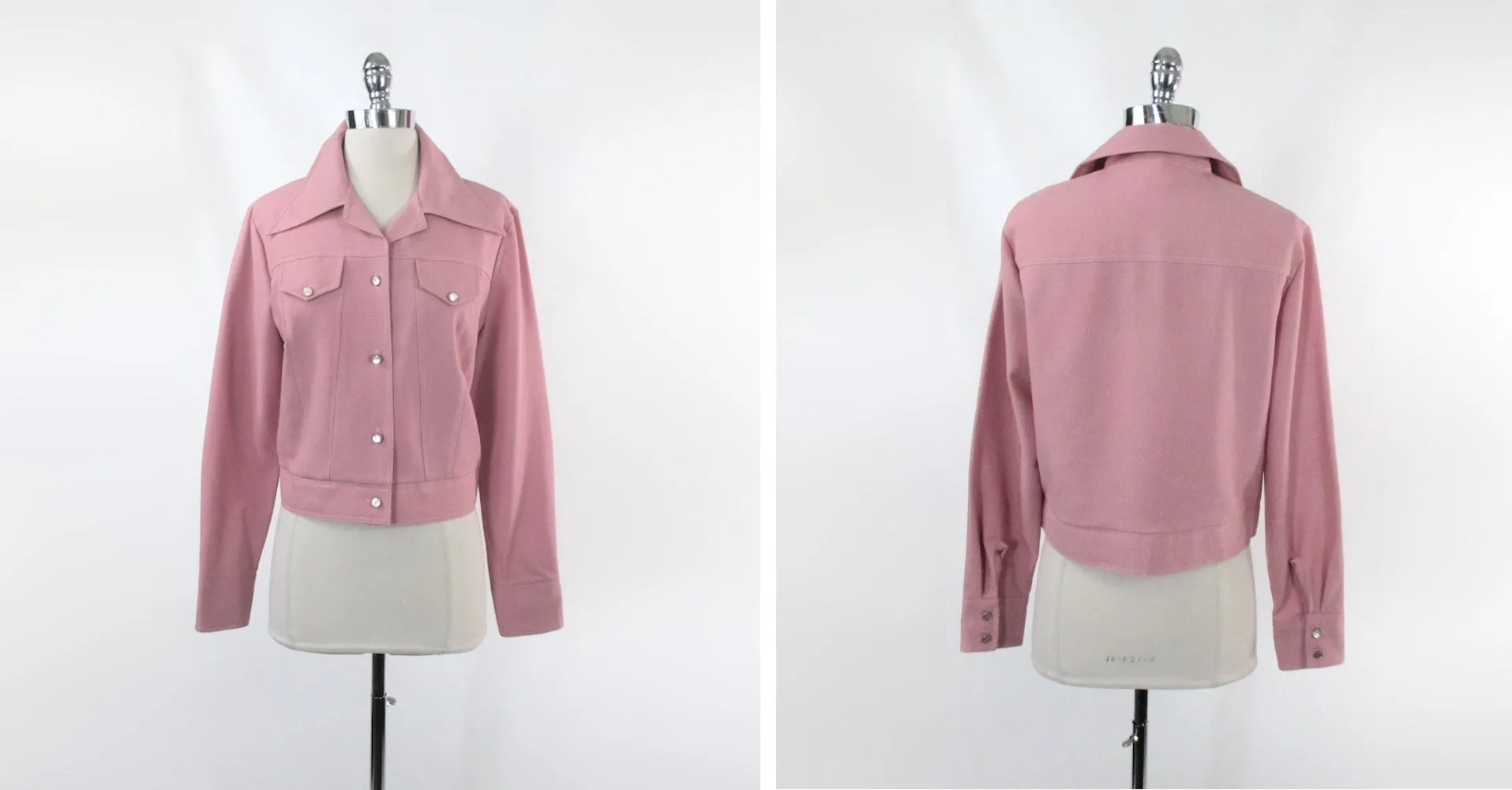 Vintage 70s Pink Cropped Trucker Jacket M