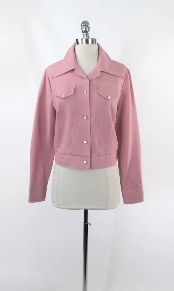 Vintage 70s Pink Cropped Trucker Jacket M