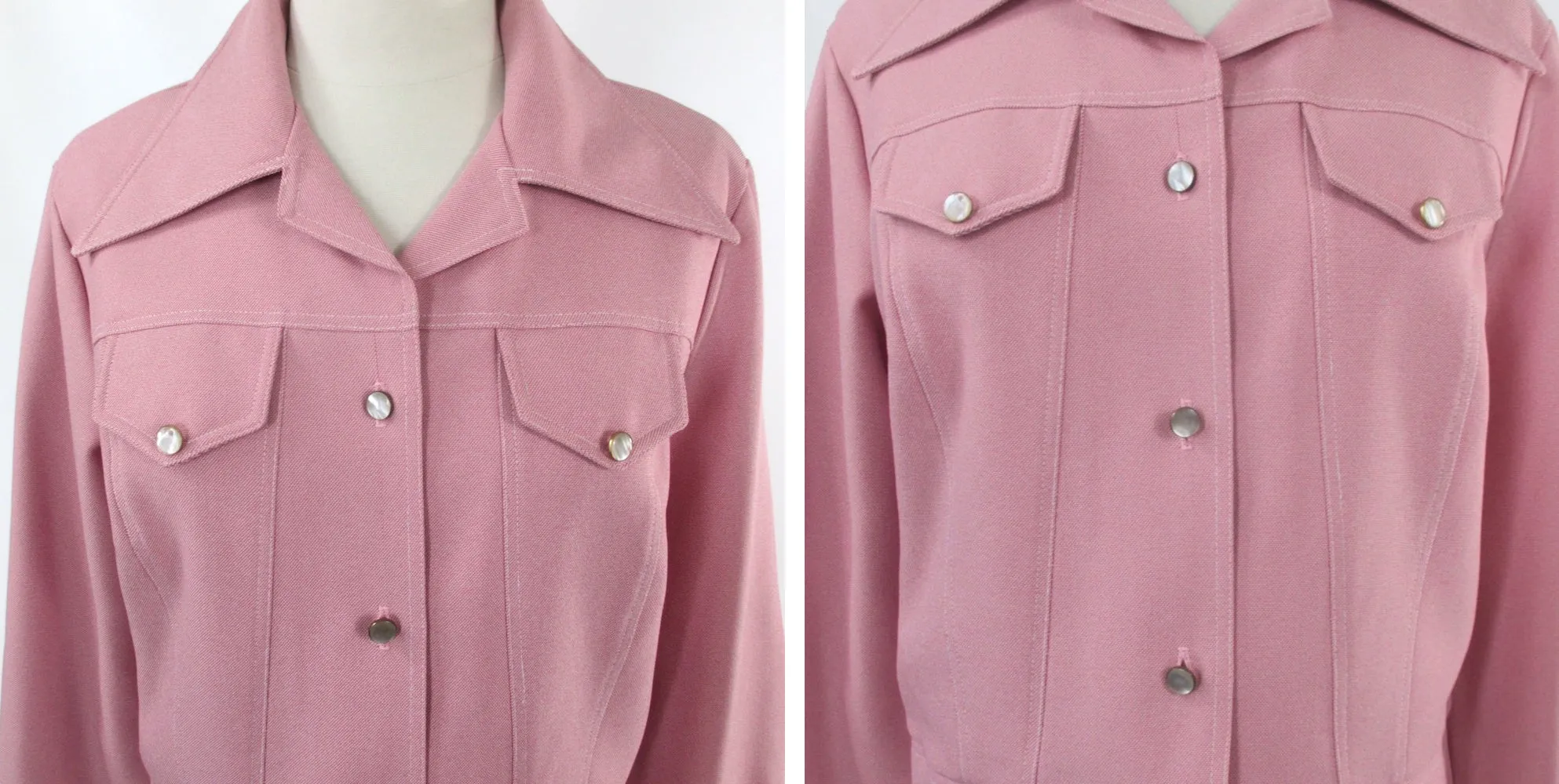 Vintage 70s Pink Cropped Trucker Jacket M