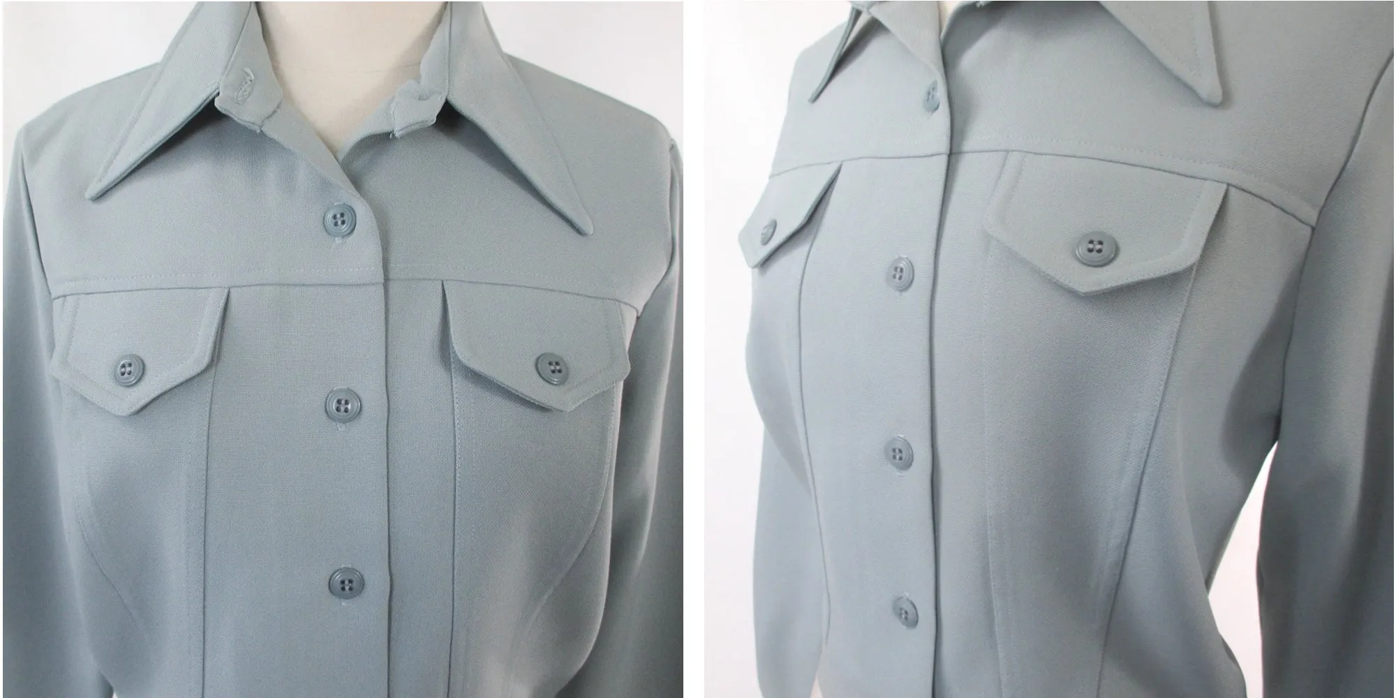 Vintage 70s Steel Blue Cropped Trucker Jacket M