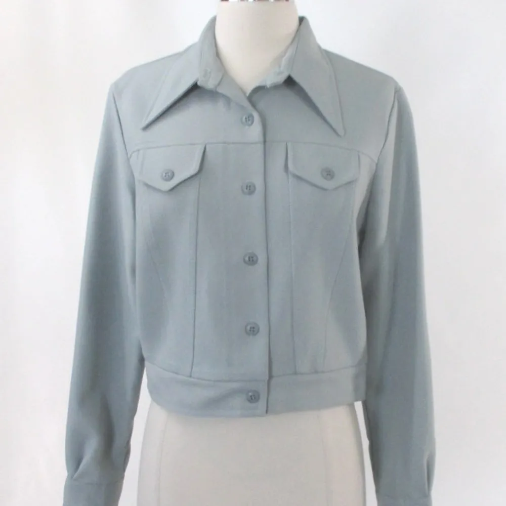 Vintage 70s Steel Blue Cropped Trucker Jacket M