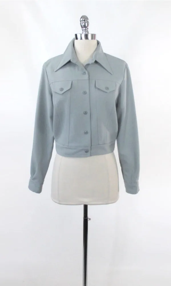 Vintage 70s Steel Blue Cropped Trucker Jacket M