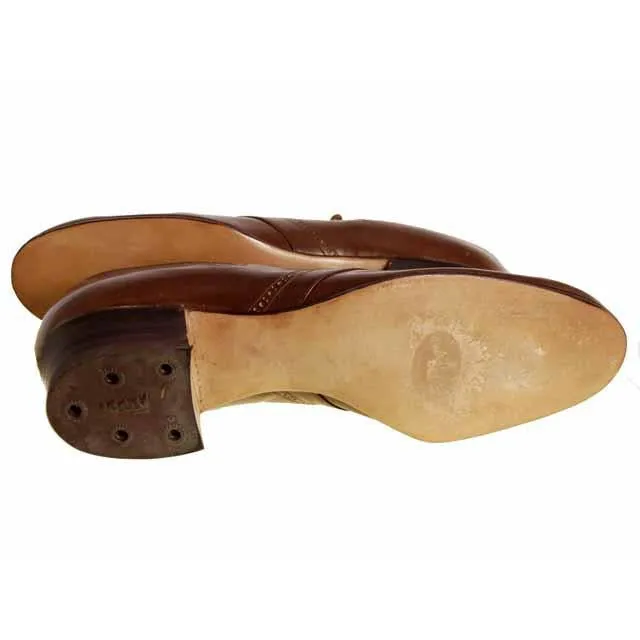 Vintage Brown Leather/Reptile Oxfords Shoes Walk Over 1920S NIB Sz EU37 6.5D