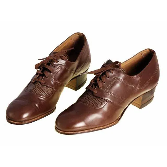 Vintage Brown Leather/Reptile Oxfords Shoes Walk Over 1920S NIB Sz EU37 6.5D
