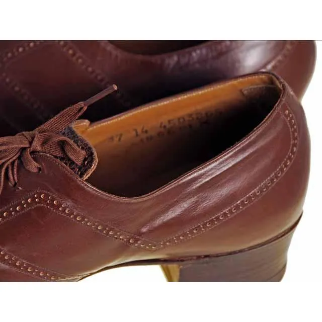 Vintage Brown Leather/Reptile Oxfords Shoes Walk Over 1920S NIB Sz EU37 6.5D