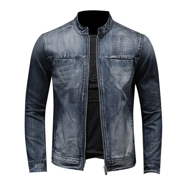West Louis American Style Casual Zipper Jeans Jacket