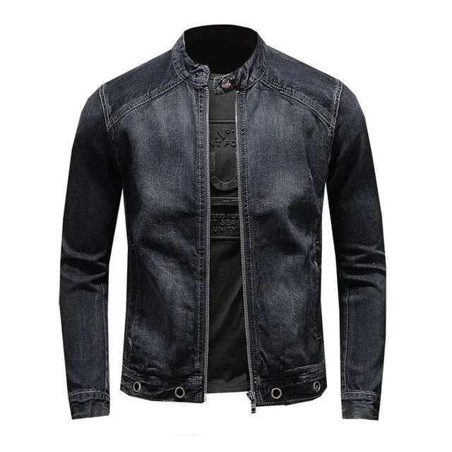 West Louis American Style Casual Zipper Jeans Jacket
