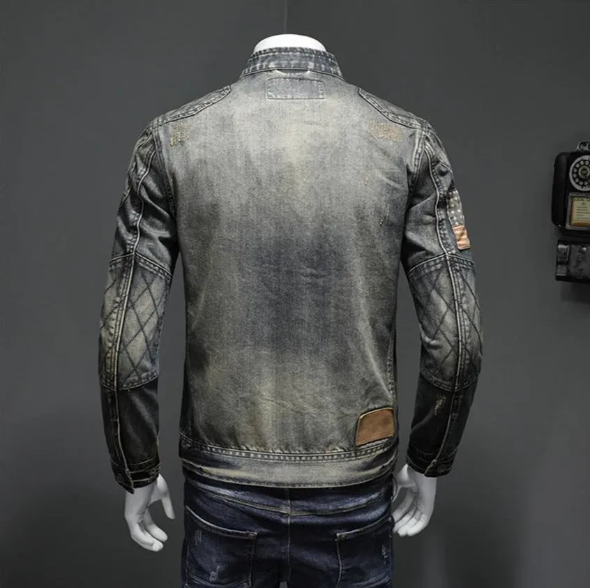 West Louis American Style Casual Zipper Jeans Jacket