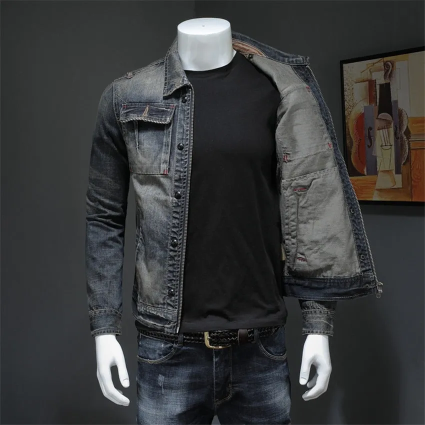 West Louis American Style Casual Zipper Jeans Jacket