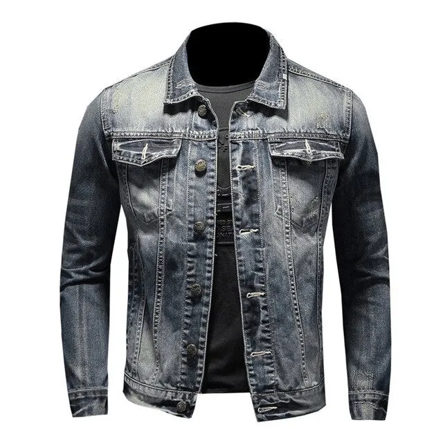 West Louis American Style Casual Zipper Jeans Jacket