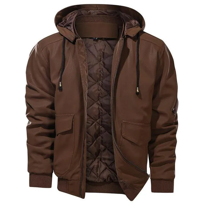 West Louis Brand PU Faux Leather Outerwear Jacket