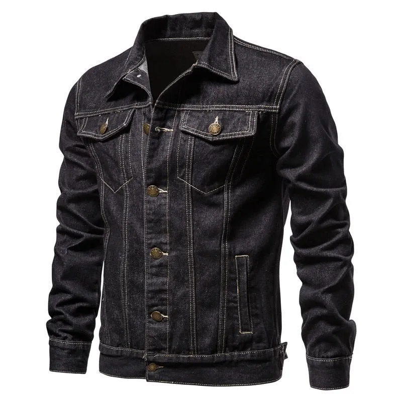 West Louis Denim Lapel Single Breasted Jeans Jacket