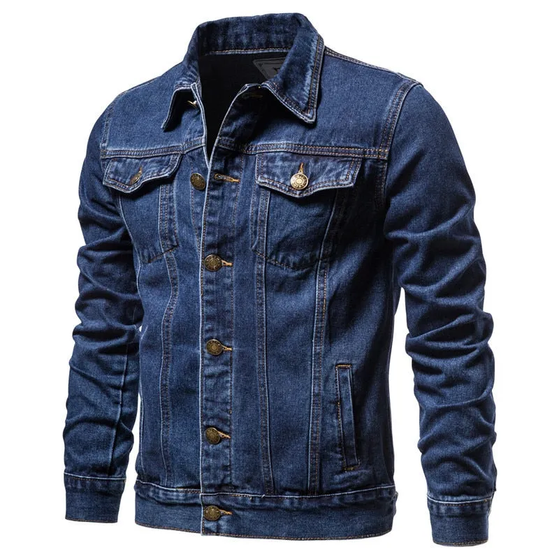 West Louis Denim Lapel Single Breasted Jeans Jacket