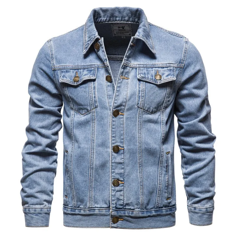 West Louis Denim Lapel Single Breasted Jeans Jacket