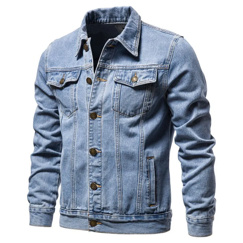 West Louis Denim Lapel Single Breasted Jeans Jacket