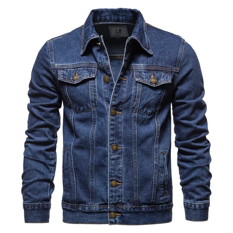 West Louis Denim Lapel Single Breasted Jeans Jacket