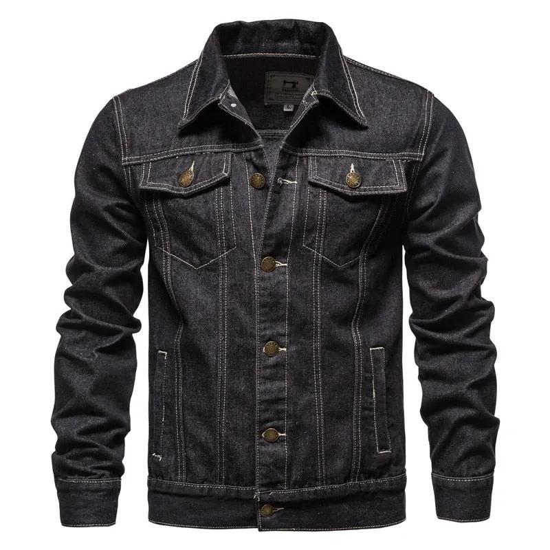 West Louis Denim Lapel Single Breasted Jeans Jacket