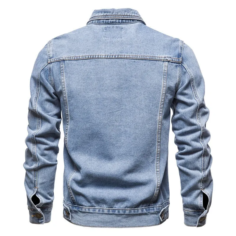 West Louis Denim Lapel Single Breasted Jeans Jacket