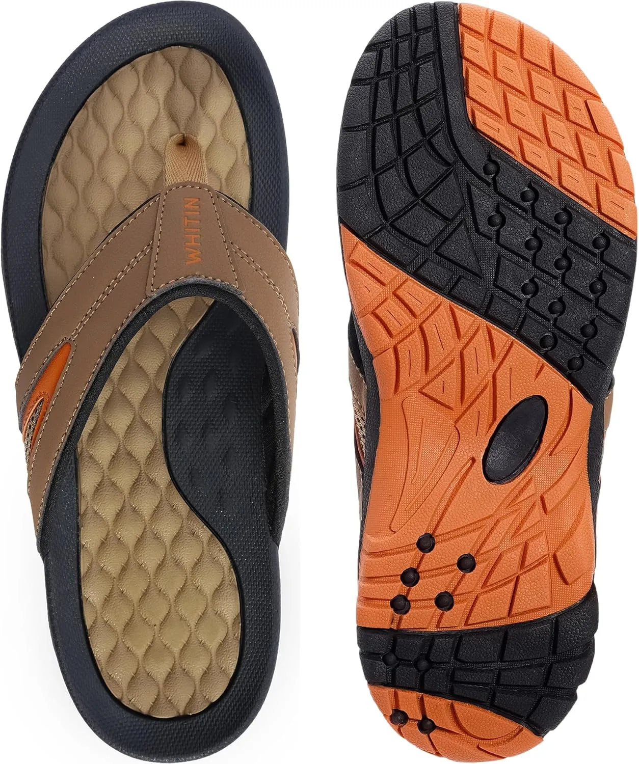 WHITIN Men's Flip Flops | Outdoor Thong Sandals | Arch Support | Slip Resistant