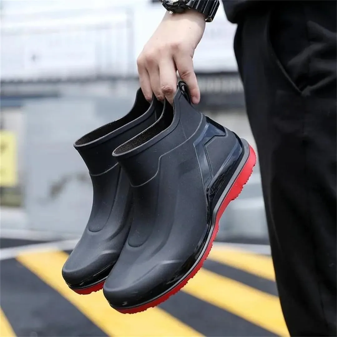 Wjnvfioo Short Tube Rain Shoes Men's Waterproof Rain Boots Medium Tube Anti Slip Rubber Shoes Washing Work Shoes