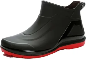 Wjnvfioo Short Tube Rain Shoes Men's Waterproof Rain Boots Medium Tube Anti Slip Rubber Shoes Washing Work Shoes