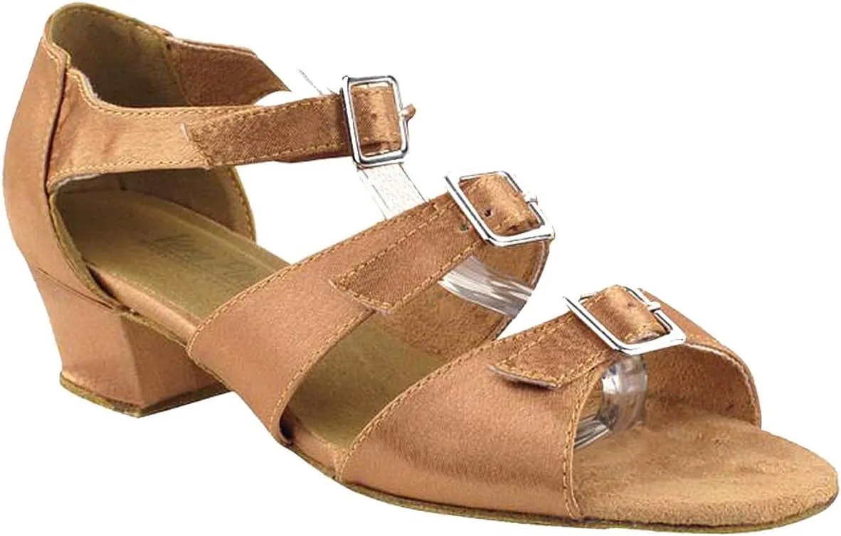 Womens Ballroom Dance Shoes Party Salsa Practice Shoes Brown Satin 1679EB Comfortable - Very Fine 1.5" Heel 8.5 M US [Bundle of 5]