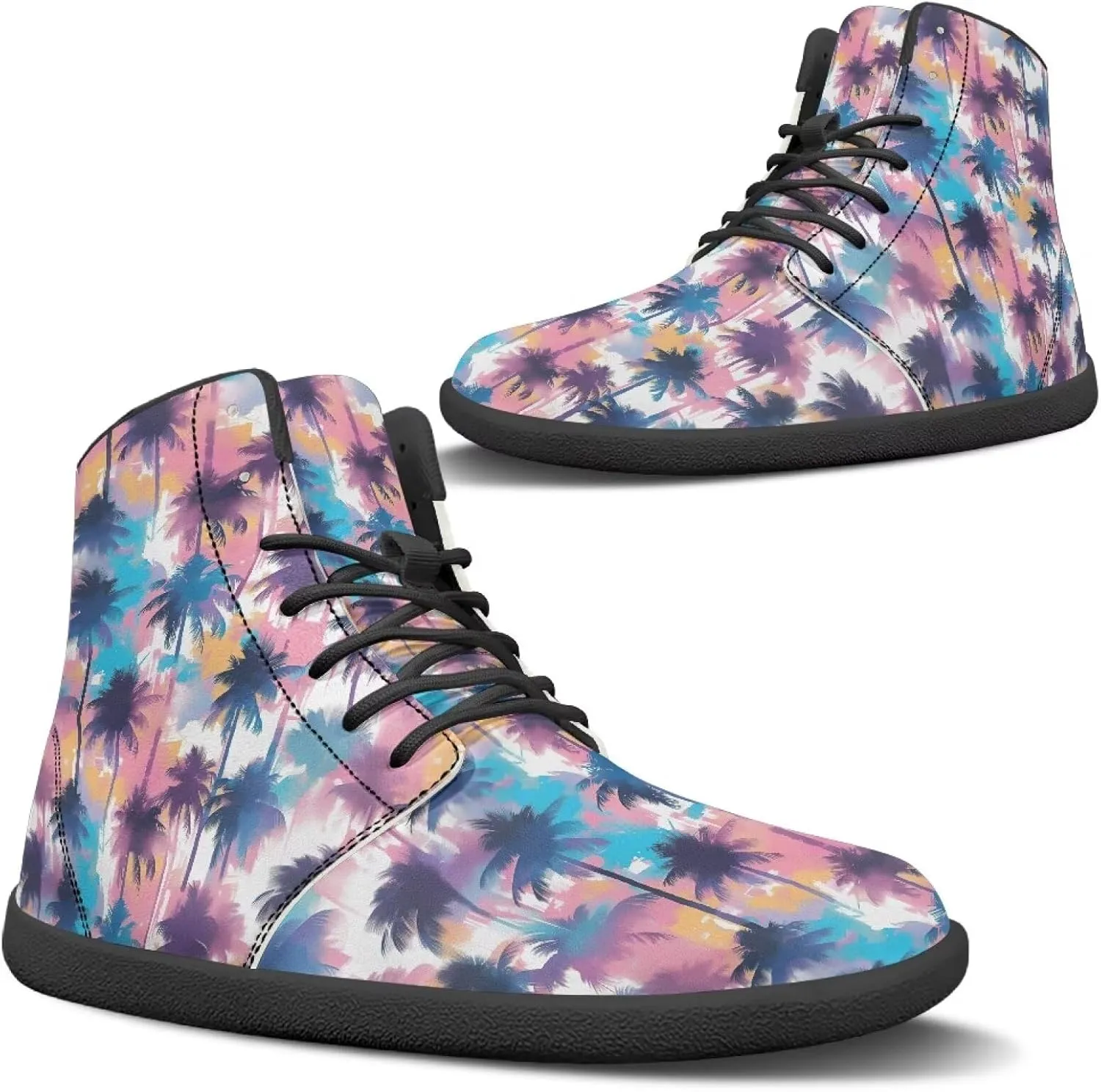 Women's Barefoot High Top Wide Toe Box Walking Shoes Fashion Athletic Zero Drop Non-Slip Sport Workout Exercise Shoes US 6-13.5
