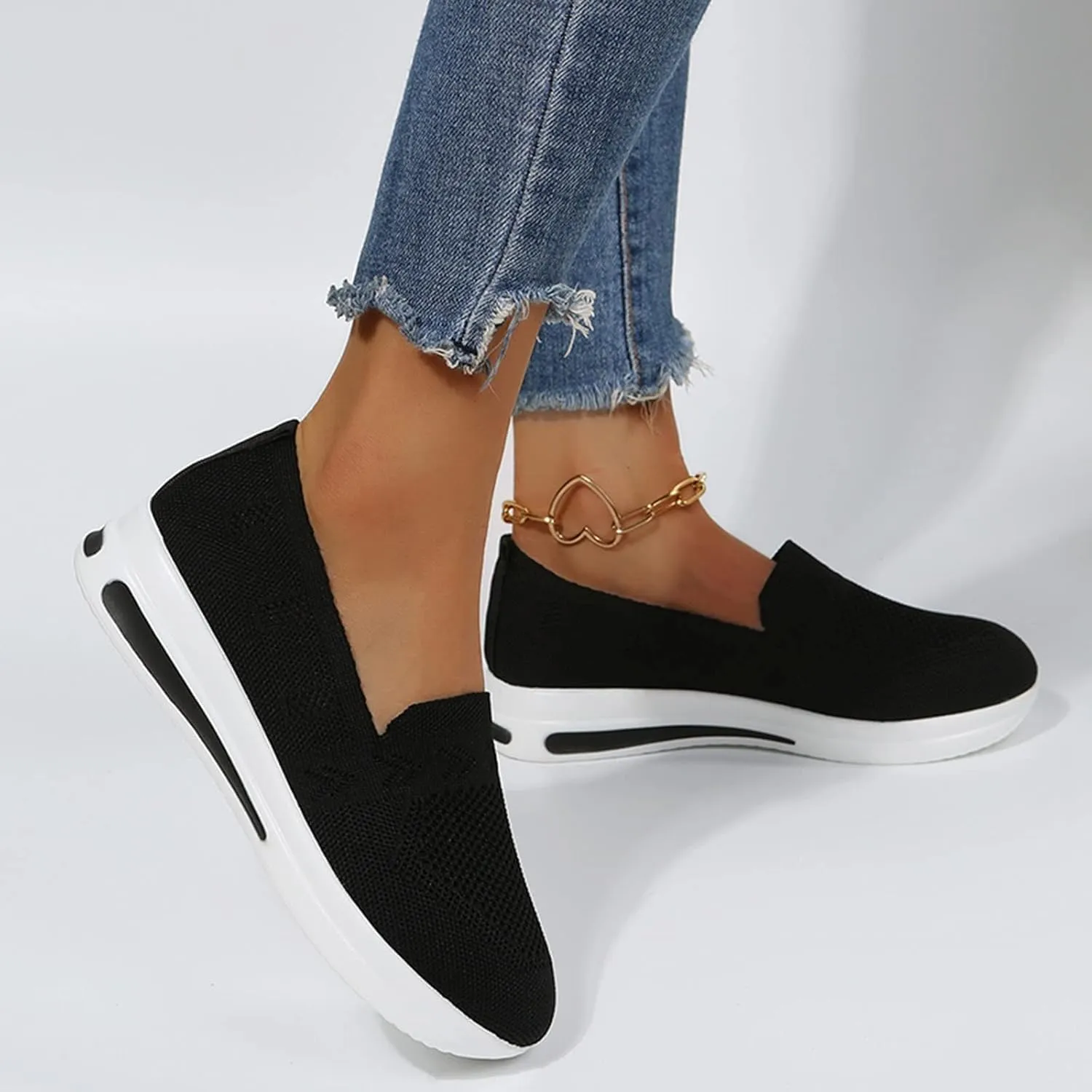Womens Casual Slip On Loafers Comfortable Walking Shoes Lightweight Canvas Sneakers Flat Non Slip Flats