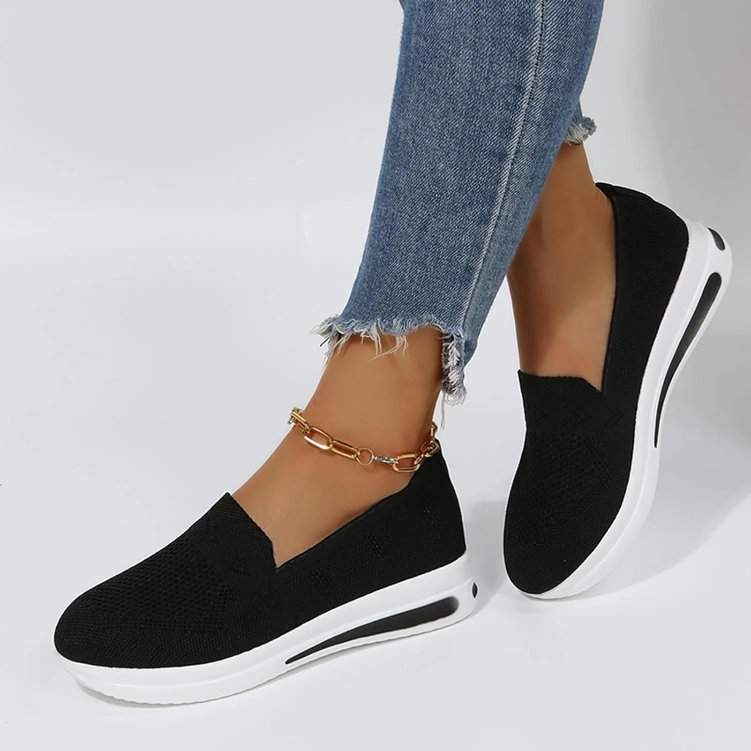 Womens Casual Slip On Loafers Comfortable Walking Shoes Lightweight Canvas Sneakers Flat Non Slip Flats