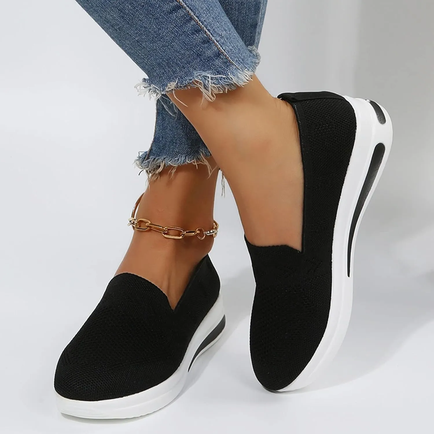 Womens Casual Slip On Loafers Comfortable Walking Shoes Lightweight Canvas Sneakers Flat Non Slip Flats