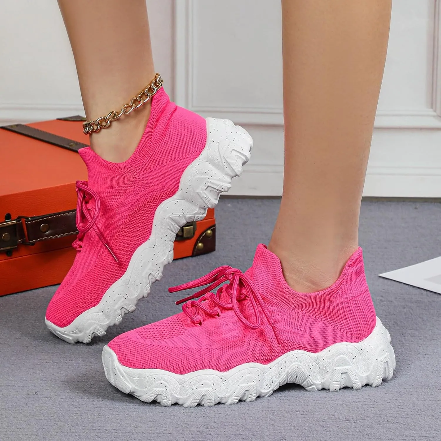 Women's Fashion Sneakers Slip On Walking Shoes Casual Comfortable Lightweight Breathable Mesh Sock Shoes Non Slip Athletic Workout Tennis Running Sneakers (9)