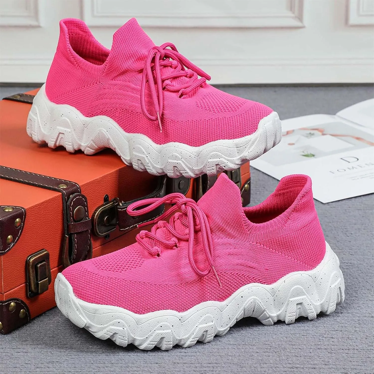 Women's Fashion Sneakers Slip On Walking Shoes Casual Comfortable Lightweight Breathable Mesh Sock Shoes Non Slip Athletic Workout Tennis Running Sneakers (9)