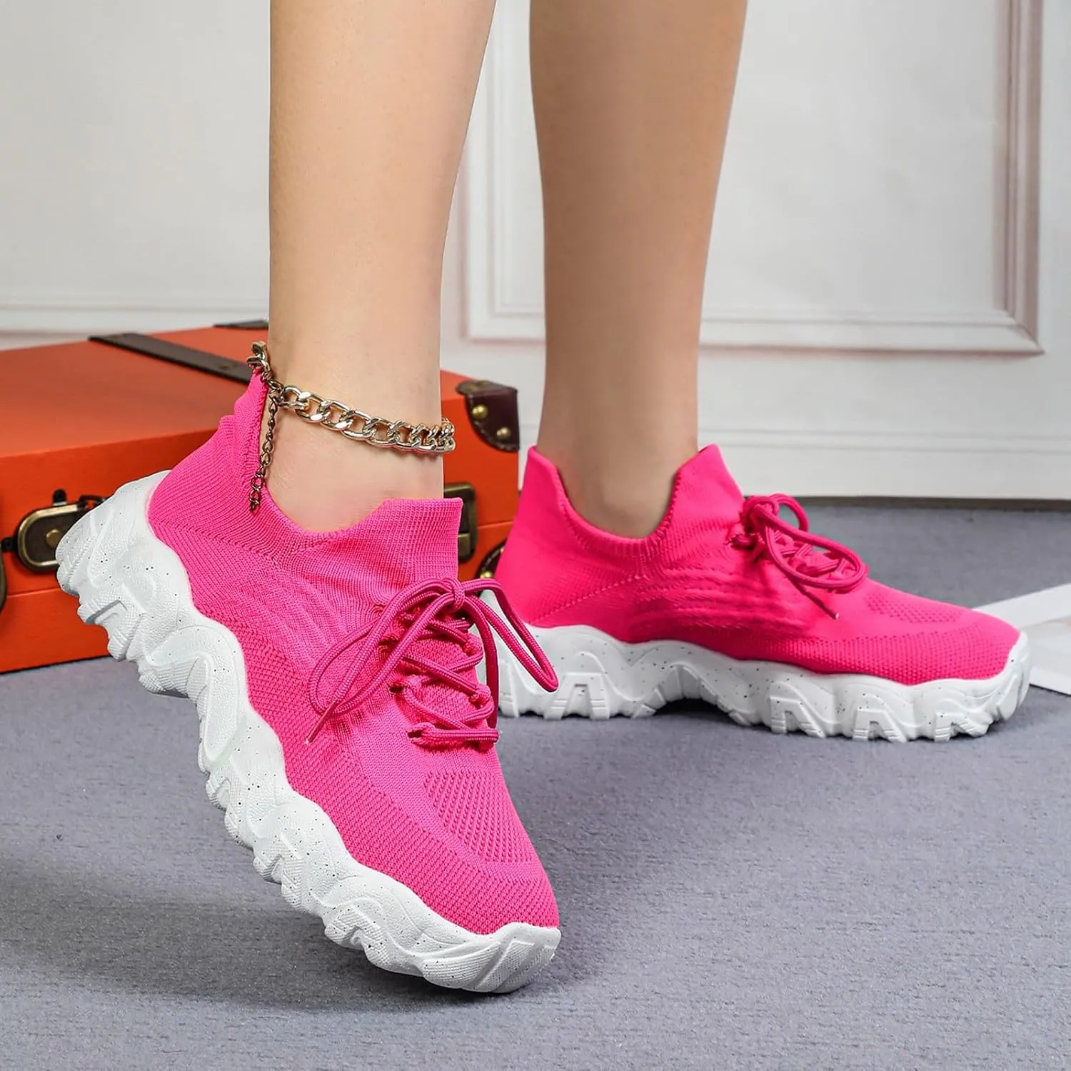 Women's Fashion Sneakers Slip On Walking Shoes Casual Comfortable Lightweight Breathable Mesh Sock Shoes Non Slip Athletic Workout Tennis Running Sneakers (9)