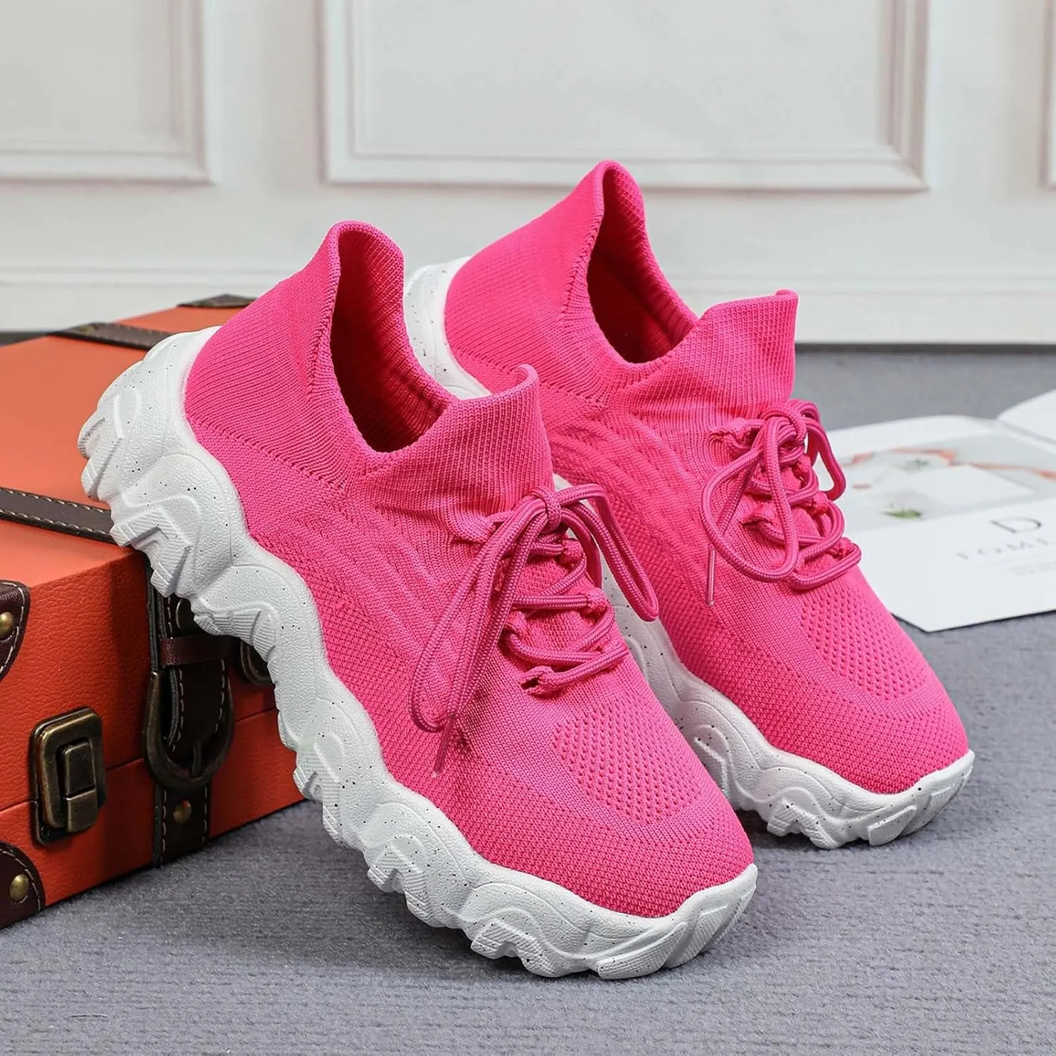 Women's Fashion Sneakers Slip On Walking Shoes Casual Comfortable Lightweight Breathable Mesh Sock Shoes Non Slip Athletic Workout Tennis Running Sneakers (9)