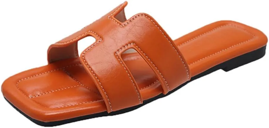 Women's Fashionable Beach Flat Flat Soft Leather Slippers for Women's Outdoor Wear Sandal,Casual Lightweight Shower Shoes,Indoor Outdoor Beach Slides Slippers
