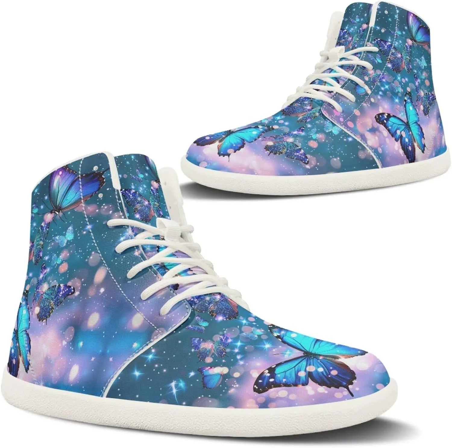 Women's High Top Zero Drop Sole | Wide Width Fashion Sneaker Fashion Non-Slip Workout Running Waterproof Barefoot Shoes US 6-13.5