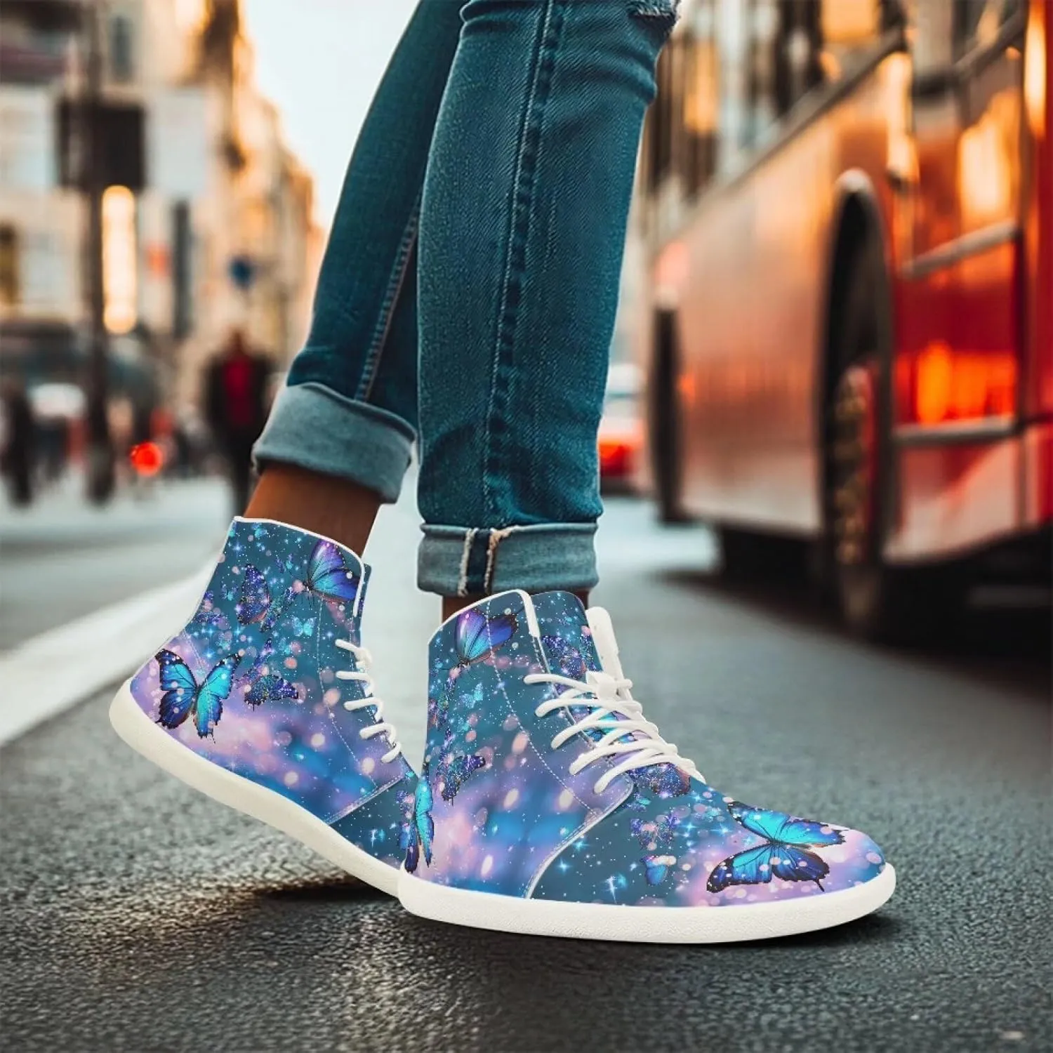 Women's High Top Zero Drop Sole | Wide Width Fashion Sneaker Fashion Non-Slip Workout Running Waterproof Barefoot Shoes US 6-13.5