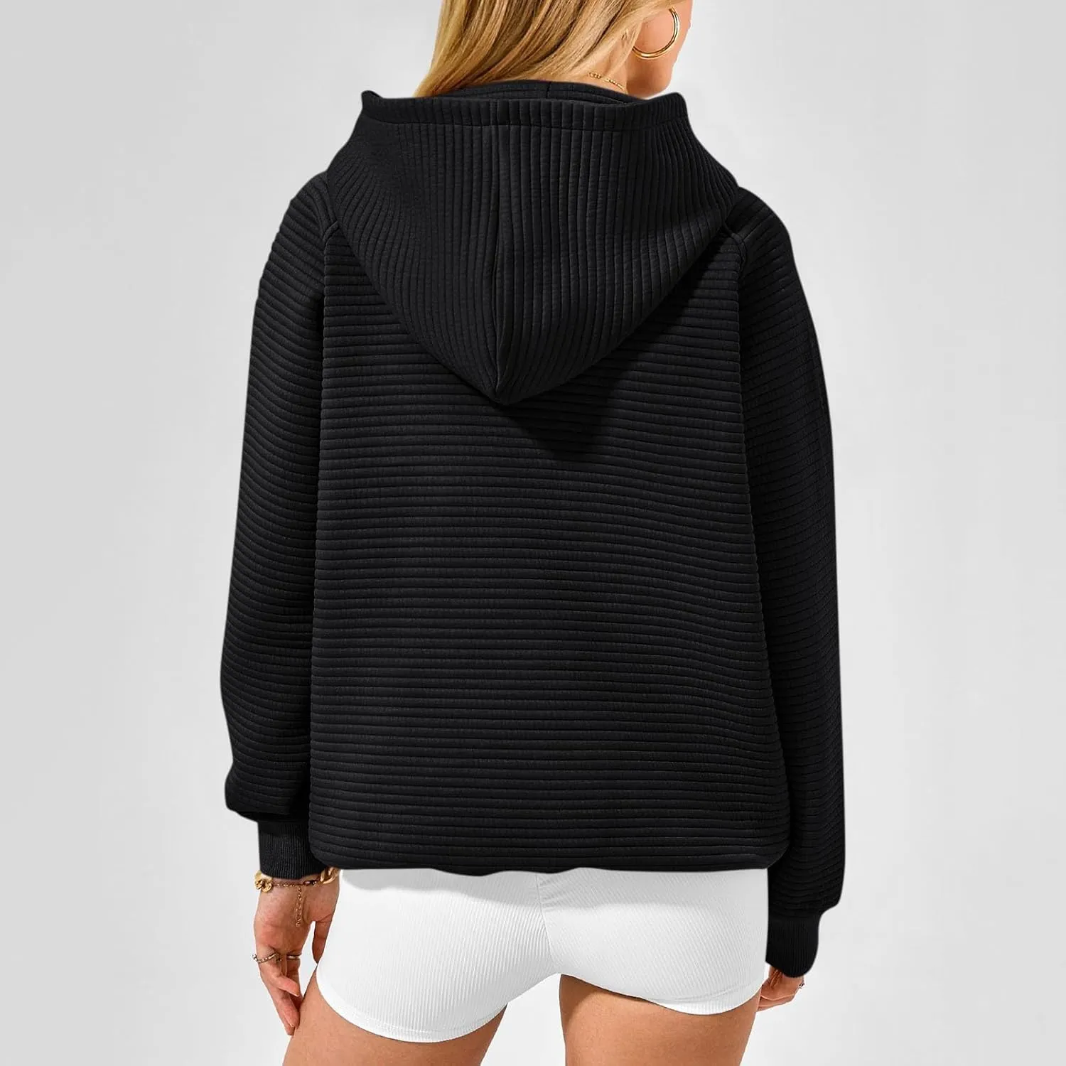 Womens Hoodies Loose Fleece Long Sleeve Hooded Sweatshirts Casual Comfy Crew Neck Pullover Top with Pockets