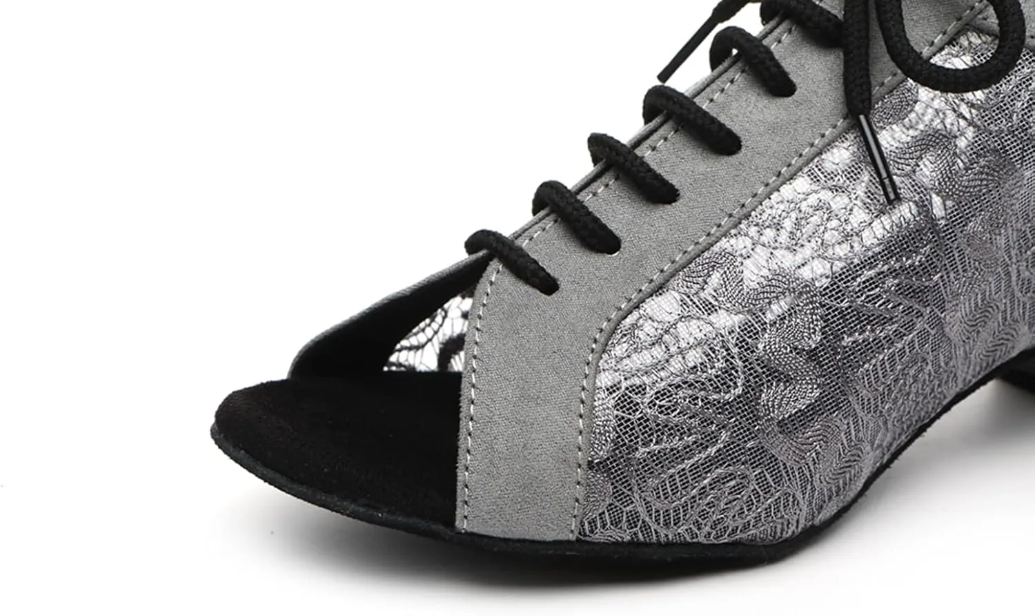 Women's Lace-up Breathable Mesh Open Toe Ballroom Tango Samba Party Wedding Practice Dance Shoes