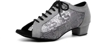 Women's Lace-up Breathable Mesh Open Toe Ballroom Tango Samba Party Wedding Practice Dance Shoes
