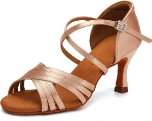 Women's Latin Dance Shoes Silk Satin Ballroom Salsa Practice Performance Dance Shoes
