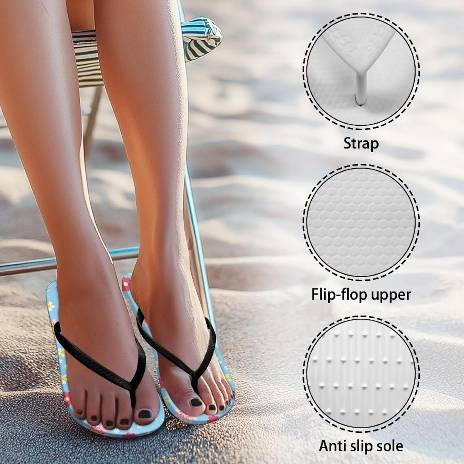 Women's Non-Slip Cloud Sandals Quick Drying Flip Flops Casual Slip On Outdoor Party Walking Sandal for Camping Size 5.5-9.5 Black Sole
